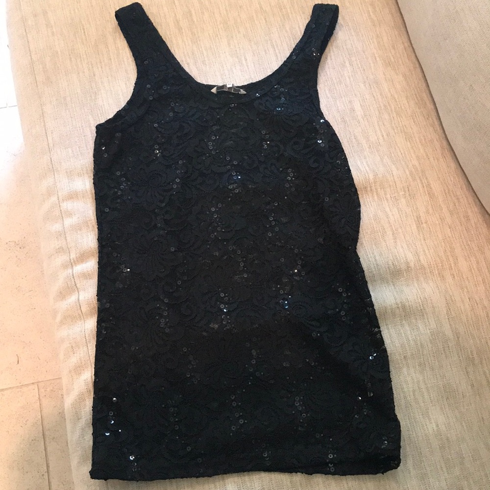 Black Sequined BKE tank top